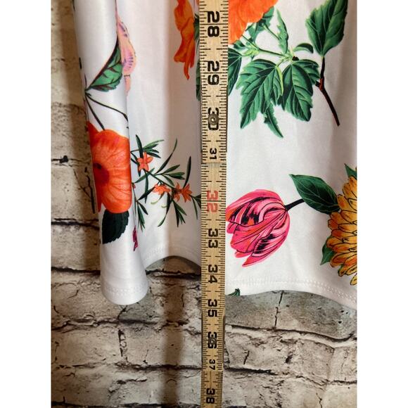 Asos Dress Womens 8 Shift Bright Florals Long Bell Sleeve Stretch Multicolor - Picture 12 of 16